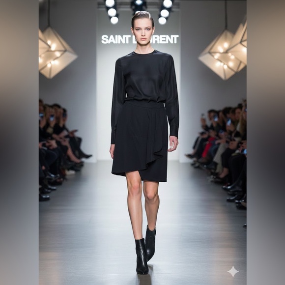 Yves Saint Laurent Dresses & Skirts - VTG SAINT LAURENT rive gauche wool Elegant Black Women's wrap Skirt 38
